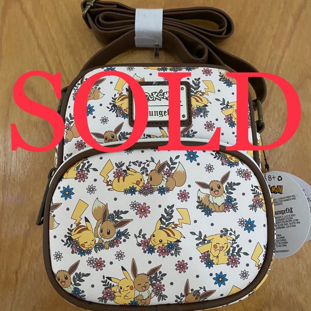 Loungefly Pikachu Eevee Floral Crossbody Bag